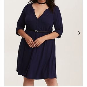 TORRID NAVY BELTED SHIRT DRESS SIZE 6